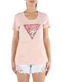ROSA | T-shirt in cotone stretch con stampa logo frontale