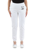 BIANCO | Pantalone sportivo in cotone stretch con stampa logo