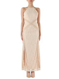 NUDE | Abito lungo in pizzo con spacchi frontali NUDE | Abito lungo in pizzo con spacchi frontali