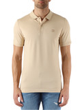 BEIGE | Polo slim fit in cotone piquet con patch logo