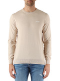 BEIGE | Maglia girocollo in misto cotone e seta