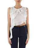 BIANCO | Top in georgette con rouches