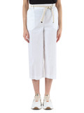 BIANCO | Pantalone culottes in popeline con cintura