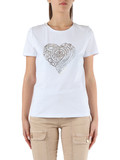 BIANCO | JEANS: T-shirt in cotone stretch con strass