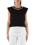 NERO | Top in cotone stretch con strass