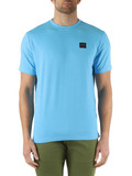 AZZURRO | T-shirt in cotone stretch con patch logo frontale