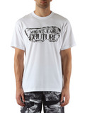 BIANCO | T-shirt regular fit in cotone con stampa logo frontale