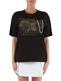 NERO | T-shirt in cotone con spilla e catena rimovibili