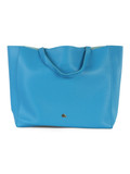 BLU CHIARO | Borsa shopping effetto martellato con logo impresso