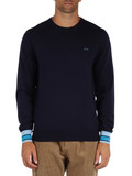 BLU SCURO | Maglia in cotone e lana merino con polsini a contrasto BLU SCURO | Maglia in cotone e lana merino con polsini a contrasto