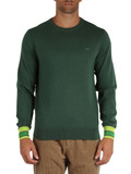 VERDE SCURO | Maglia in cotone e lana merino con polsini a contrasto VERDE SCURO | Maglia in cotone e lana merino con polsini a contrasto