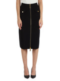 NERO | Gonna in misto viscosa con zip frontali NERO | Gonna in misto viscosa con zip frontali