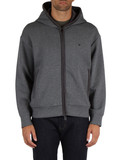 GRIGIO | Felpa in misto cotone con inserti in velluto