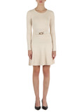 BEIGE | Abito a costine in misto viscosa con cintura logo BEIGE | Abito a costine in misto viscosa con cintura logo