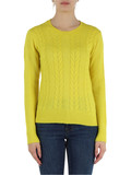 GIALLO | Maglia girocollo con motivo frontale a trecce GIALLO | Maglia girocollo con motivo frontale a trecce