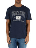 BLU | T-shirt in cotone effetto slavato con stampa logo frontale BLU | T-shirt in cotone effetto slavato con stampa logo frontale