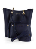 BLU | Borsa a mano media effetto martellato con logo impresso BLU | Borsa a mano media effetto martellato con logo impresso