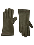 VERDE | Guanti in pelle con interno in lana