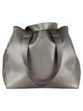 ARGENTO | Borsa shopping effetto martellato con maxi pochette interna