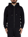 BLU SCURO | Felpa in cotone garzato con cappuccio e zip BLU SCURO | Felpa in cotone garzato con cappuccio e zip