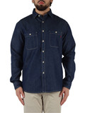 BLU SCURO | Camicia in denim con ricamo logo frontale