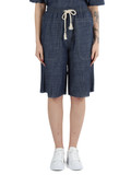 BLU | Bermuda effetto denim in lino e lyocell