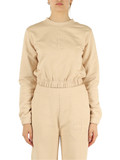BEIGE | Felpa in cotone garzato con patch logo BEIGE | Felpa in cotone garzato con patch logo