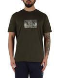 VERDE SCURO | T-shirt regular fit in cotone fiammato con stampa logo VERDE SCURO | T-shirt regular fit in cotone fiammato con stampa logo
