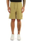 BEIGE | Pantaloncino in cotone garzato con patch logo BEIGE | Pantaloncino in cotone garzato con patch logo