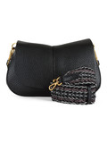 NERO | Borsa a spalla in pelle martellata HELENA ROUND