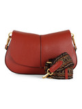 ROSSO SCURO | Borsa a spalla in pelle martellata HELENA ROUND