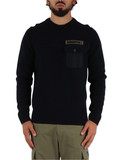 BLU SCURO | Maglia girocollo in cotone con patch logo BLU SCURO | Maglia girocollo in cotone con patch logo