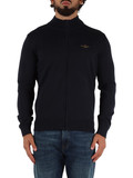 BLU SCURO | Cardigan con zip in cotone con ricamo logo BLU SCURO | Cardigan con zip in cotone con ricamo logo