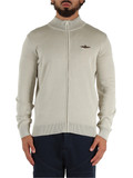 BEIGE | Cardigan con zip in cotone con ricamo logo BEIGE | Cardigan con zip in cotone con ricamo logo