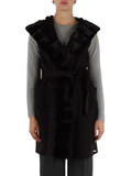 NERO | Cappotto smanicato FORMOSA con inserto in ecopelliccia NERO | Cappotto smanicato FORMOSA con inserto in ecopelliccia