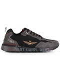 NERO | Sneakers in pelle e tessuto con ricamo logo NERO | Sneakers in pelle e tessuto con ricamo logo