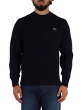 BLU SCURO | Maglia girocollo in lana a trecce Classic Fit BLU SCURO | Maglia girocollo in lana a trecce Classic Fit