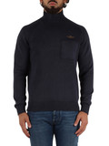 BLU | Maglia collo alto in cotone con taschino frontale BLU | Maglia collo alto in cotone con taschino frontale