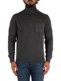 GRIGIO SCURO | Maglia collo alto in cotone con taschino frontale GRIGIO SCURO | Maglia collo alto in cotone con taschino frontale