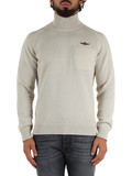 BEIGE | Maglia collo alto in cotone con taschino frontale BEIGE | Maglia collo alto in cotone con taschino frontale