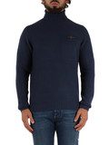 BLU | Maglia collo alto in misto cotone e lana BLU | Maglia collo alto in misto cotone e lana