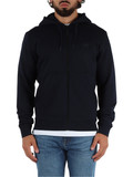 BLU SCURO | Felpa in cotone garzato con zip e cappuccio BLU SCURO | Felpa in cotone garzato con zip e cappuccio