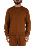 MARRONE CHIARO | Felpa girocollo in misto cotone con ricamo logo MARRONE CHIARO | Felpa girocollo in misto cotone con ricamo logo