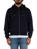 BLU SCURO | Felpa in misto cotone con zip e cappuccio BLU SCURO | Felpa in misto cotone con zip e cappuccio