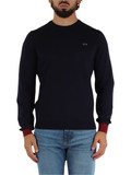 BLU SCURO | Maglia in lana merino e cotone con inserti a contrasto BLU SCURO | Maglia in lana merino e cotone con inserti a contrasto