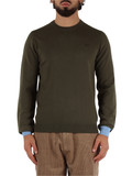 VERDE SCURO | Maglia in lana merino e cotone con inserti a contrasto VERDE SCURO | Maglia in lana merino e cotone con inserti a contrasto