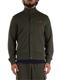 VERDE SCURO | Cardigan sportivo felpato con ricamo logo frontale VERDE SCURO | Cardigan sportivo felpato con ricamo logo frontale