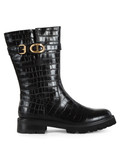 NERO | Biker in pelle con placca logo laterale NERO | Biker in pelle con placca logo laterale