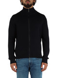 BLU SCURO | Cardigan con zip in misto cotone e lana vergine