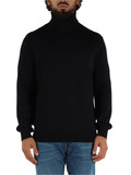 BLU SCURO | Maglia collo alto in misto cotone e lana vergine BLU SCURO | Maglia collo alto in misto cotone e lana vergine